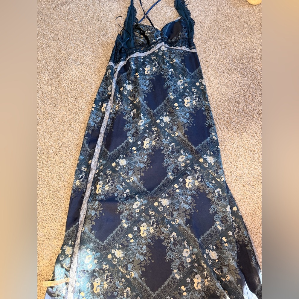BNWT free people Navy Floral Lace-Trim Midi Dress
